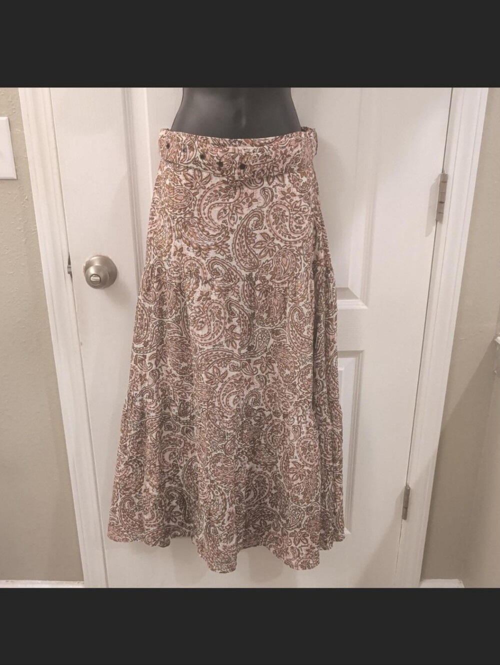 MINKPINK Bohemian Paisley Midi Skirt - Brown & Cream- Size Small
